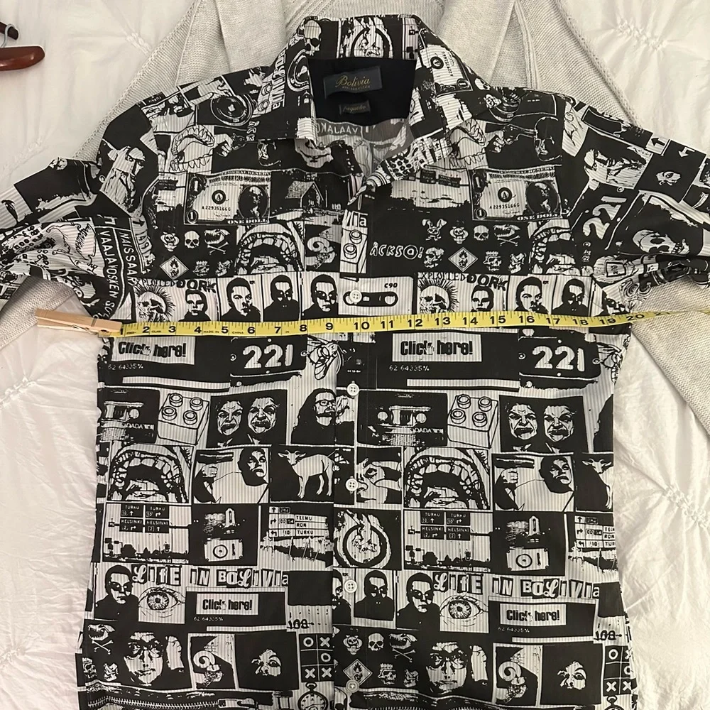 🚹📐Bolivia vivi con estilo b/w graphic button down shirt - Picture 5 of 8